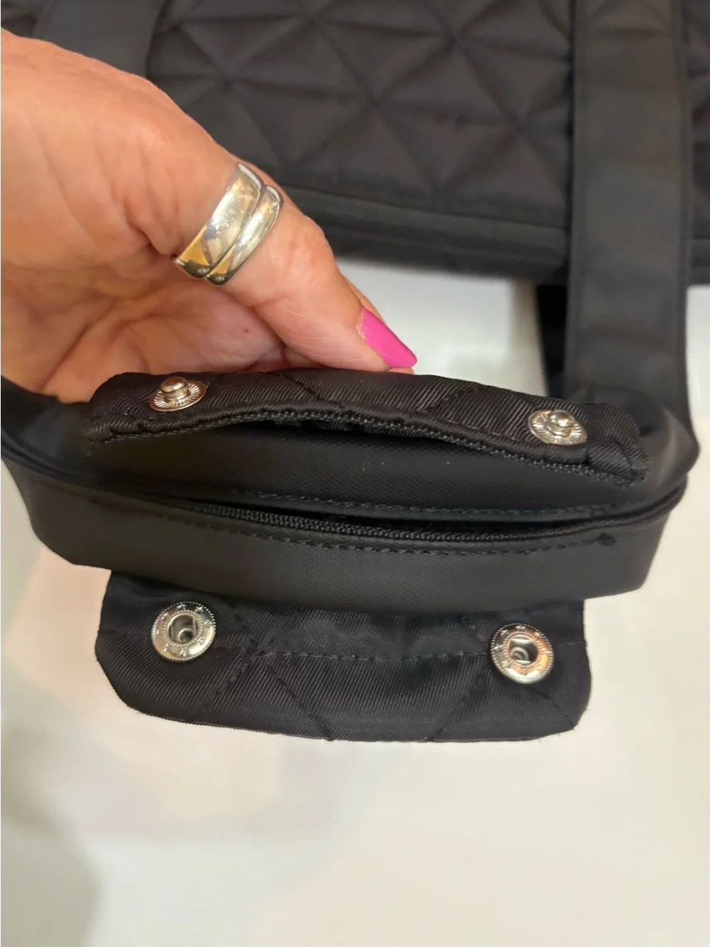 Quilted Black Laptop Carry Bag with Shoulder Strap